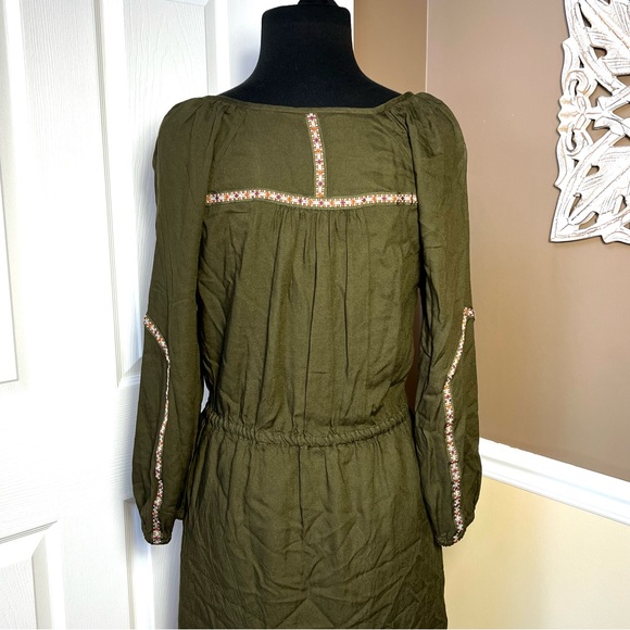 ⭐️ Esme & Esyllte Olive Ribbon Peasant Boho Bohemian Dress SMALL - Picture 5 of 14